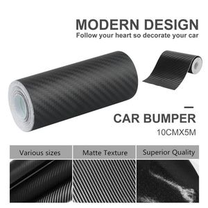 Window Stickers 5M Carbon Fiber Car Door Sill Scuff Anti Scratch Collision Tape Protection Film 3D Black Bumper Protector Decor