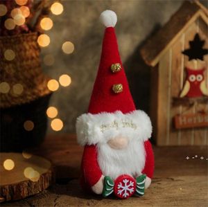 Gnomo di Natale con campane di peluche fatto a mano bambola senza volto figurine svedesi ornamenti regalo per bambini vassoio di livello decor LLB12336