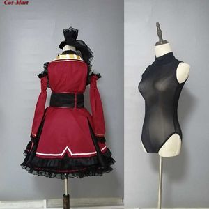 Anime vtuber hololive houshou marine cosplay kostym söt röd lolita klänning kvinnlig aktivitet party roll lek kläder skräddarsydda y0913