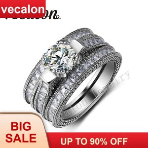 Wholesale 14kt gold band for sale - Group buy Wedding Rings Vecalon Vintage Ring ct Zircon Cz KT White Gold Filled in Engagement Band Set For Women Sz