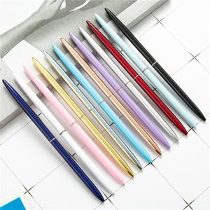 2022 new Metal Ballpoint Pen Business Office Advertising Stationery Thin Pens 1.0 Mm Refill Ink Black Writing Gift