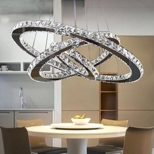 Wisiorek Lampy Kryształowy Żyrandol LED Light Toroidalny Nowoczesny Lampa Jadalnia Salon Sypialnia Wnętrze Oświetlenie Ze Stali Nierdzewnej Halo