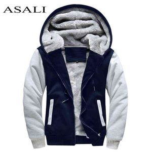 ASALI Bombacı Ceket Erkekler Marka Kış Kalın Sıcak Polar Fermuar Mens Sportwear Eşofman Erkek Avrupa Hoodies Için 211217
