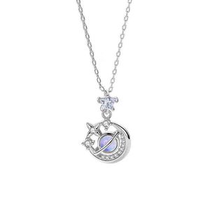 Meibapj butikowa moda s925 srebrny naszyjnik damski wisiorek gwiazda księżyca prezent walentynki biżuteria