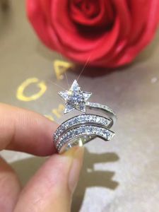 Arrival T107 925 Sterling Silver Comet Micro Inlaid Cluster Rings with Full Diamond Personalized Movable Index Finger Female Fashion European Open Ring