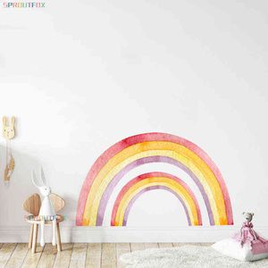 Barnrum Böhmen Big Rainbow Vinyl Dekorativa väggklistermärkear Dekoration Kids Rooms Bakgrund i plantskinnet 211112