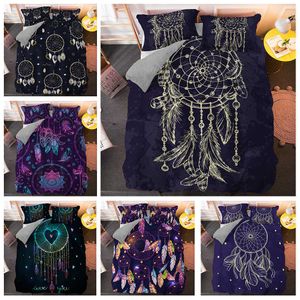 Dream-Catcher Duvet Cover Set Twin Size Bedding Ställer Bohemia Feather Home Textiles Queen King Bed Linne för vuxna Kids 2 / 3PCS 210615