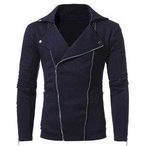 Mispky Winter Stylish Men Solid Color Podwójne ukośne Zipper Casual Slim Kurtka Unikalne zagęścić ciepły płaszcz X0621