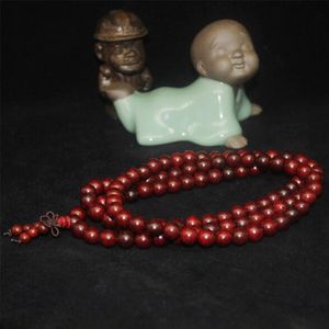 Beaded, Strands Naturliga Siam Rosewood Pärlor Armband 6-12mm 108 Mala Buddhistbön Stativ eller Halsband Red Wood Unisex Smycken