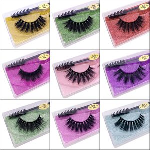 Epacke !! 3D Vizon Kirpik Doğal Yanlış Kirpik Glitter Kirpik Uzatma Vizon Lashes 3in1 Kirpik Cımbız Fırça Makyaj Ile Set