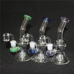 7,4 polegadas de água de vidro água cachimbo de óleo rosa dab bubbler bubbler mini de copo grosso alto com banger de quartzo de 14 mm