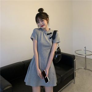 Saia das mulheres de verão, estilo chinês, versão melhorada do vestido de cheongsam, cintura feminina, fina saia de linha PL242 210506