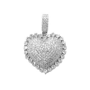 Wholesale Silver Gold Color Heart Pendant Choker Hip Hop Full Iced Out Cubic Zirconia Stone Necklace Gift Women Jewelry
