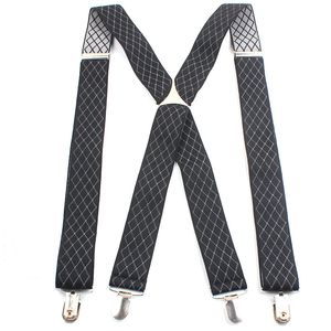 Mode Stor Vuxen Mens Harness 4 Clip X-Typ Gentleman Suspenders Elastic Double Shoulder Strap Byxor Kläder Tillbehör