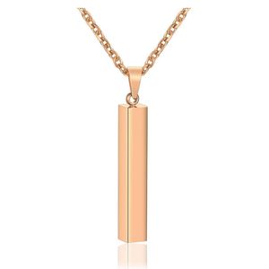 Gold Color Fashion Women's Long Strip Pendant Necklace Stainless Steel Link Chain Jewelry Gift for Lady Girl