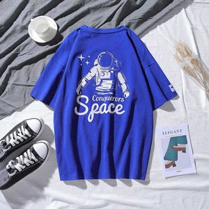 Varsanol Męskie koszulki Koszulki Bawełniane Kosdy Astronaut Wydrukowano Harajuku Tee Topy Krótki Rękaw Streetwear Mężczyźni Odzież Oversized 210601