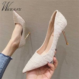 Wholesale club heels shoes resale online - Lady Elegant Party Club Pumps Wild Classics Shallow Thin Heel Pointed High Heels Shoe White Stiletto Spring CM