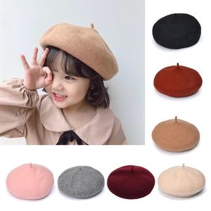 Caps & Hats Baby Girls Beret Hat Solid Color Vintage Beanie Bonnet For Kids Children 2-8 Years Old G99C