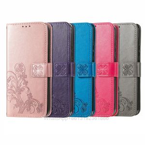 Impressum Lucky Clover Flower Leather Wallet Fodral för iPhone 13 Pro Max Mini 2021 Samsung M21S F62 A22 5G 4G A03S Europe Fashion Magnetic