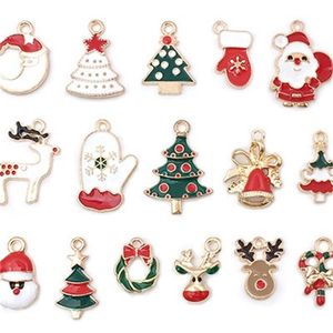 Jul hängsmycke charm för halsband droppe olja DIY Santa Claus smycken accessorie legering snögubbe små klock örhängen pendants 12ZF K2