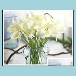 装飾的な花輪お祝いパーティー用品ホーム庭13色ヴィンテージ造花カーラリリーブーケ34.5 cm / 13.6インチweddin