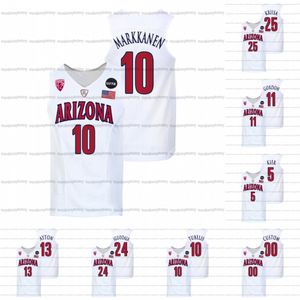 Custom Arizona Wildcats 2021-22 Белый баскетбольный баскетбол колледж Андре Игуодала Деандра Айтон Аарон Гордон Джастин Кир Азуолас Тупелис