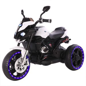 Children's Electric Motorcycle Kids Charging Riding Toys Large Stroller Ride on Car Cool Wheel Lights Dual Drive Boys Tricycle