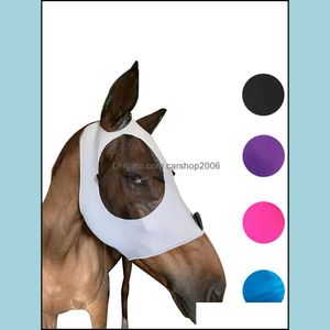لوازم الحصان ، قناع ذبابة حديقة للحيوانات الأليفة مع أذني راحة مرونة ناعمة lycra Grip Soft Mesh Stretch Pug Eye Saver UV Protection Phjk2