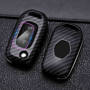 Carbon Fiber ABS 3 Tasten Auto Fall Abdeckung Lada Vesta Granta für Megane Clio Captur Kangoo Schlüssel Tasche Shell