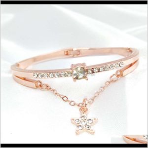 Other Bracelets Drop Delivery 2021 Korean Fashion Five Pointed Star Inlaid Alloy Full Diamond Bracelet Womens Crystal Jewelry Girl Heart Brac