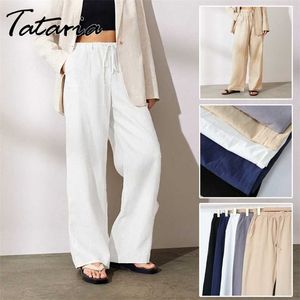 Women's Cotton Pants Gray High Waisted Harem Loose Soft Elastic Waist White Summer Blue Casual Trousers for Female 211124