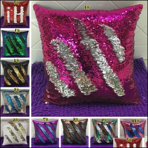 Pillow Case Bedding Supplies Home Textiles & Garden Double Sequin Er Glamour Square Cushion Sofa Car Decor Mermaid Ers Without Core Drop Del