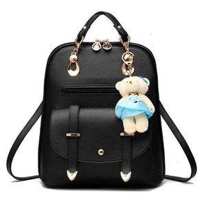 HBP Non-Leisure Women's Bag Towary Ins Plecak Kobiet szkolny japoński i koreański w stylu akademii Little Bear Puppet Pendant 2 Sport 0vae