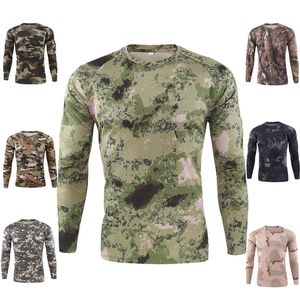 Running Jerseys 2021 Tactical Military Camouflage T Shirt Män Uniform Special Soldier Combat Outdoor Långärmad Tee Shirts M-3XL