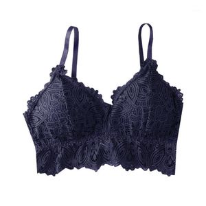 Bustiers Gorsety Głębokie V Bralette Push Up Bra Girls Crop Tops Kobiet Bez Szwu Koronki Wyściełane Brassiere Bielizna