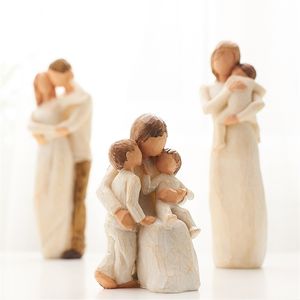 Nordic Style Love Family Figurines Resin Miniacture Mum Dad och Barn Hem Dekoration Tillbehör Happy Time Julklappar 211105