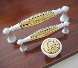 Kristal Dresser Altın Çekmece Çekme Kulpları / Mutfak Dolabı Kapı Kolları Dekorasyon Donanımı 96mm 128mm