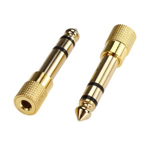 Gold banhado 6,35 mm masculino a 3,5 mm feminino conector de áudio estéreo Aux 6,35 3.5 Conversor adaptador