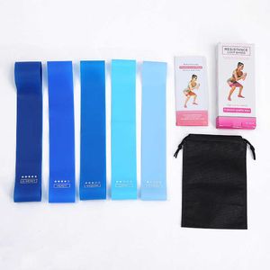 5 pz/set di Gomma Elastico Band Attrezzature Per Il Fitness Per La Casa Palestra Sport Yoga Esercizio Glute Training Allenamento Fasce di Resistenza Blu H1026