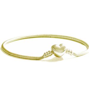 Bedelarmbanden Drie grootte initial hart gouden armband Tiny Snake Chain gesp fijne sieraden voor vrouwen cadeau