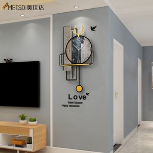 MEISD Vintage Clocks Wall Home Decor Creative Watch Pendulum Silent Modern Living Room Decoration Horloge