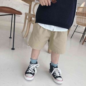 Summer boys casual solid color loose shorts kids cotton children bottoms 210508