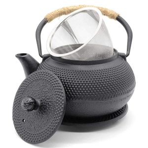 Antique Iron Tea Pot with Stainless Steel Infuser Cast Teapot Kettle for Boiling Water Oolong 600/800/1200ML