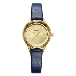 Sinobi 2020 Simple Watches Geneva Designer Ladies Watch Luxury Brand Blue Strap Quartz Gold Wrist Watches Luxury Gifts for Women Q0524