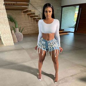 Traf High Waist Denim Shorts Women Summer Goth Clothing Fashion Booty Short Pants Ladies Basic Casual Tights W21P01718 210712