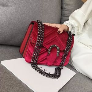 Designer-women bag winter snakehead lock velvet bag classic embroidered line wavy women chain bags elegant temperament small