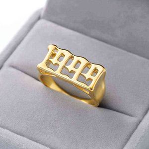 Letter Ring Date of Birth Year Number s for Women Men 1990 to 1999 Adjustable Stainless Steel Anel Masculino