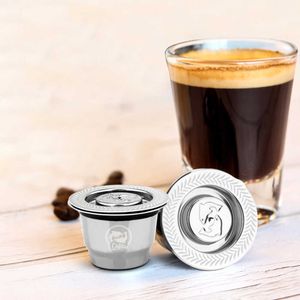 ICAFILAS Paslanmaz Çelik Metal 2 in 1 Kullanım Kahve Filtresi Nespresso Kullanımlık Kapsül Defile 1 Kaşık + 1brush 210607