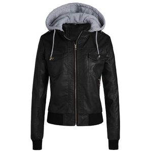 Vinter läderjacka Kvinnor Casual Ladies Basic s Coats Warm Plush Kvinna Motorcykel Plus Storlek 3xl 211014