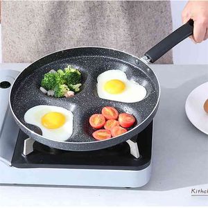 Kızartma yapışmaz tava Dört delik Omlet İşlevli Yumurta Ham Kek Makinesi Hiçbir Yağ Duman Kahvaltı Izgara Pot Pişirme 210423